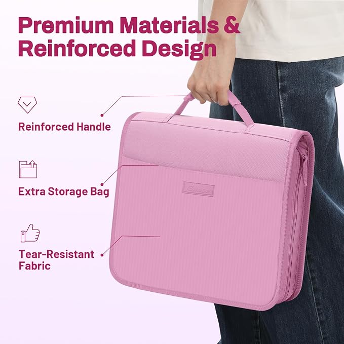 Zipper Binder with Handle, 1.5 Inch O-Ring, 325 Pages Capacity, with 5-Tab Expanding File Folder for Classified Storage, Small Size Lightweight Zipper Bag for Middle School Students, Grape Purple