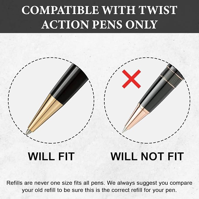 10 Pack, Pen Savings Ballpoint Pen Refills Compatible with Montblanc Twist Style Ballpoint Pens, Medium Point (Bulk Packed) (Blue)