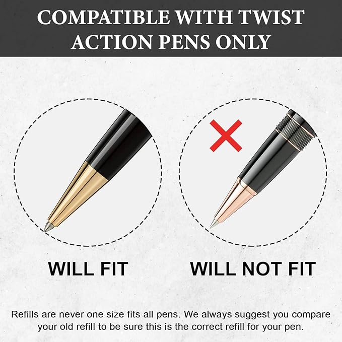 10 Pack, Pen Savings Ballpoint Pen Refills Compatible with Montblanc Twist Style Ballpoint Pens, Medium Point (Bulk Packed) (Assorted)