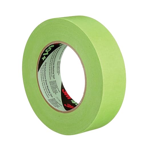 3M High Performance Green Masking Tape 401+, 36 mm x 55 m, 16 Rolls/Case | 6.7 mil, Superior Adhesion, Clean Removal, Highly Conformable, Paint-Bleed Resistant