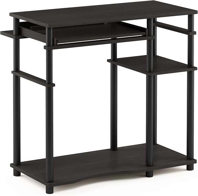 Furinno Abbott 31.5 Inch Desk with Keyboard Tray, Black Espresso | Easy Assembly, Storage Shelf, Computer Desk, Gaming Desk, Writing Desk for Dorm, Bedroom, Study Room