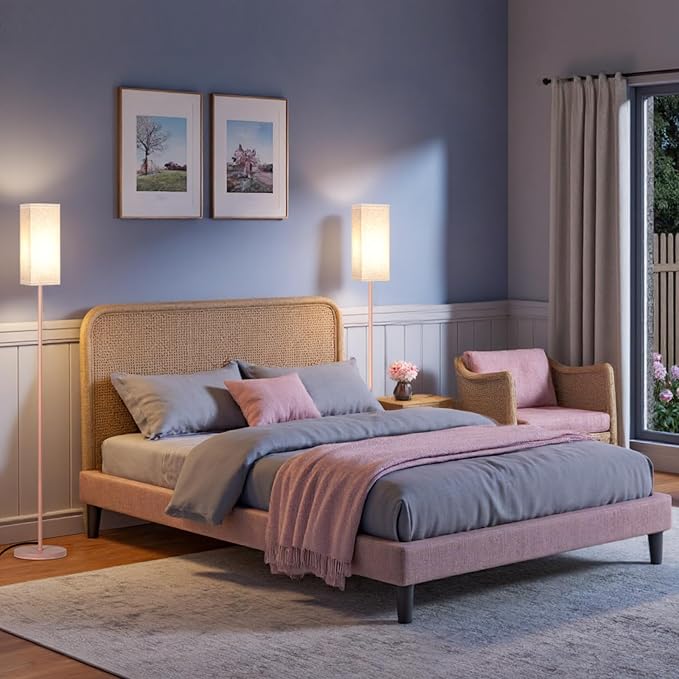 64.6" Floor Lamp, Pole Lamp with Foot Switch, Modern Standing Lamp Shade, Minimalist Freestanding Lamp (Bulb Not Included), for Living Room, Bedroom Office ETL Listed,Pink and Beige PE07LD05