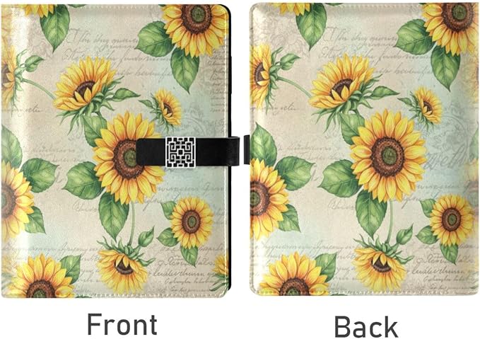 Sunflower Pattern PU Leather Notebook A5 Binder 6 Ring Refillable Journal with Magnetic Buckle Closure Loose Leaf Travel Office Planner Budget Binder Notepad Portfolio,