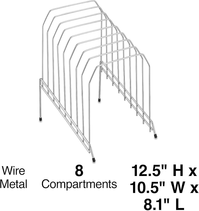 Staples Metal Incline Desktop File Organizer, 8‑Compartment, Chrome – Staggered Desk File Sorter for Office Paper