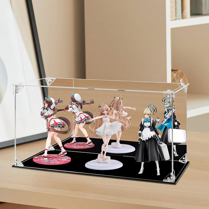 Acrylic Display Case Clear Action Figure Display Case with Mirrored Back, Dustproof Protection Display Box Alternative Glass Case for Collectibles Figures Models Doll Toys (15.7x8x8 inch, 40x20x20cm)