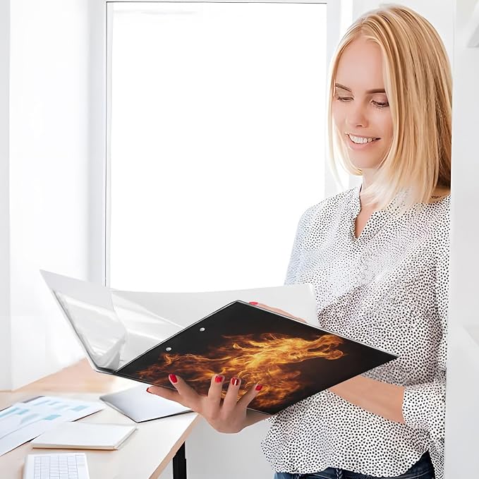 Abstract Dragon Fire Dragon Binder 3 Ring 1.5 Inch Binder with Clipboard&Pockets, Hardcover Binders Heavy Duty Large File Folder for Office School Supplies - Holds 200 Sheets, 2 PC