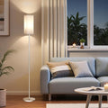 64.6" Floor Lamp, Pole with Foot Switch, Modern Standing Lamp Lamp, Minimalist Freestanding Lamp (Bulb Not Included), for Living Room, Bedroom Office ETL Listed, Silver and White SCW07LD05