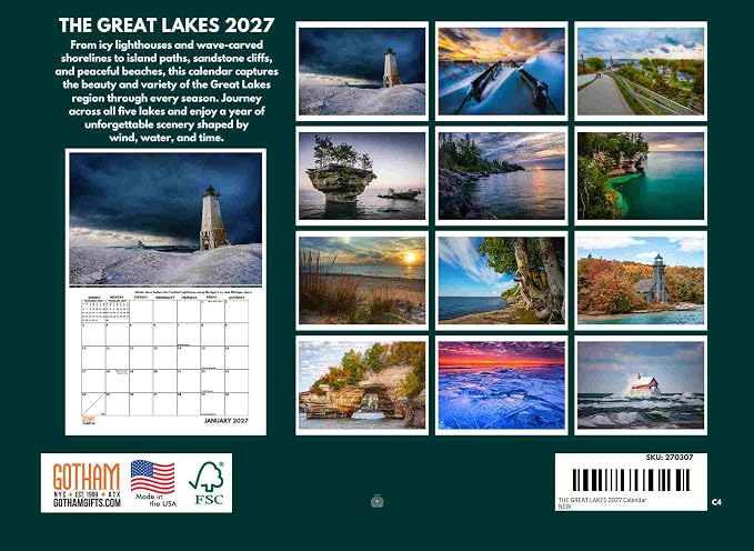 Great Lakes of Michigan Calendar 2027 Monthly Wall Calender 12 Month