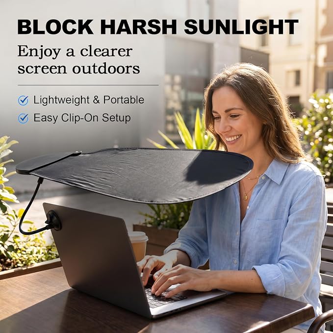 2 Pack Laptop Sun Shade and Cubicle Desk Shade for Window and Screen Glare | Clamp and suction cup mounts block window glare, side light, and screen glare for office, cubicle, and calm outdoor use