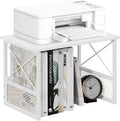 Printer Stand for Desk, Desktop Printer Stand Shelf Organzier for Home Office, for Above and Under Desk, Fax Machine Copier Scanner, White
