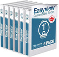 Easyview Premium 3-Ring Binders with Clear-View Covers and Round Rings, Binders for School or Office, 1 Inch, Pack of 6, White