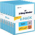 Enday 1 Inch Binder (6 Pack - Blue) 3 Ring Binder 1 inch with Clear View Cover and 2 Inside Pocket - for Letter Size 8.5 x 11'' Paper, Ideal for School Supplies, Office, and Home