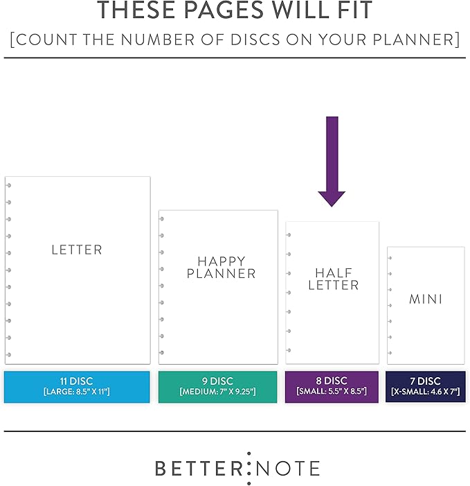 BetterNote COVER 8-Disc Planner Lightweight Durable SMALL Prism