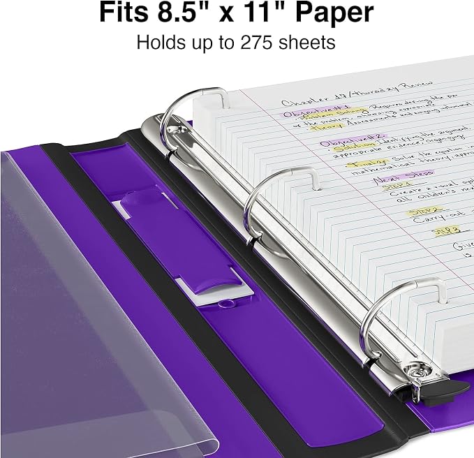 Staples Better Binder, 1-Inch D-Ring View, Purple, 275 Sheets | Reinforced spine for durable everyday use in office and school settings.