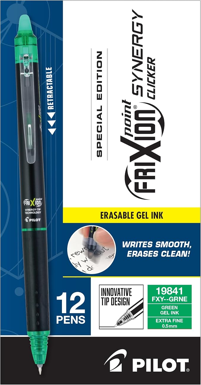 Pilot Pens, Extra Fine Point 0.5 mm, Pack of 12, Green Ink