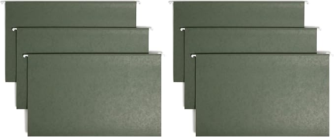 Smead Hanging File Folder with Tab, 1/3-Cut Adjustable Tab, Legal Size, Standard Green, 25 per Box (64135) (Pack of 2)