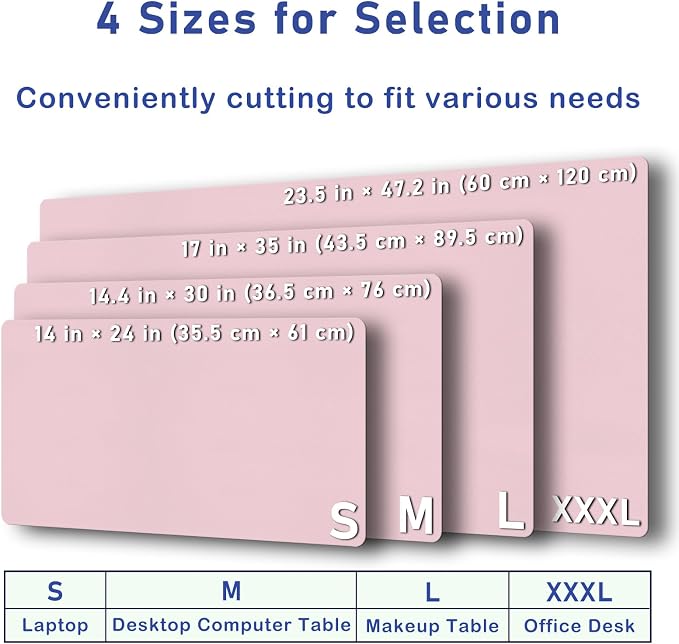 Boutilon Leather Desk Pad Protector,Non-Slip Mouse Pad,Laptop Desk Pad,Office Mouse Mat,Waterproof Leather Desk Blotter,Desk Writing Pad for Office and Home (S-Light Pink,24"x 14")