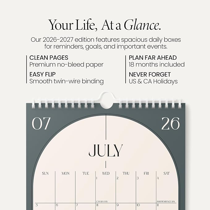 Karto Wall Calendar 2026-2027 11x17 in - Boho Dark