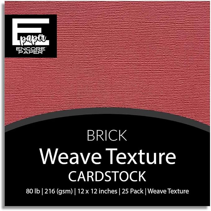 Brick—12x12 Textured Cardstock | 80lb Textured Red Scrapbook Paper | Premium Cardstock for Cricut Cutting | 25 Sheets