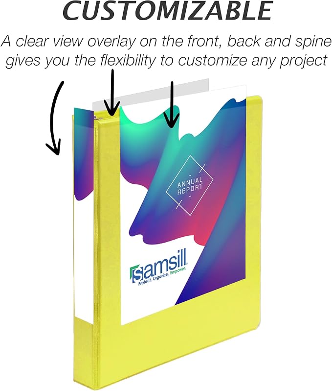 Samsill Durable 1 inch 3 Ring Binder, D Ring Binder, 100% Recycled Chipboard, Island Assortment, 6 Pack