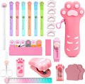 24Pcs Cute Stationery Set W Paper Clips Stapler Scissors Sticky Notes Eraser Ruler Sharpener Pencil Case Highlighter Correction Tape Desk Accessories for School Office Supplies