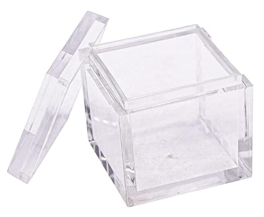 50pcs Acrylic Box Trays for 1" 25.4mm Element Cubes Clear Case Periodic Table Bracket for Elements Collections Science Education Displays