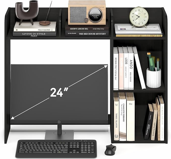 Furinno Classic Desk Shelf, 5-Shelf Desktop Hutch, Book Shelf, 3-Tier Desk Organzier, for Office Supplies, Office Desk Accessories, for Home Office, College, Dorm, Espresso