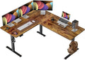 CubiCubi 63“ x 55" L Shaped Standing Desk Adjustable Height, Electric Corner Desk, Sit Stand Home Office Desk with Splice Board, Rustic Brown
