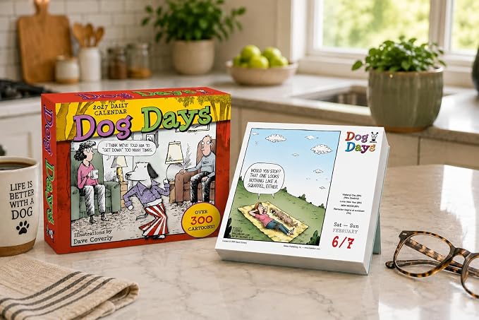 Dog Days 2027 Daily Desk Calendar: Boxed Page-a-Day Funny Dog Cartoon Calendar by Dave Coverly with Day-to-Day Laughs & Canine Comedy