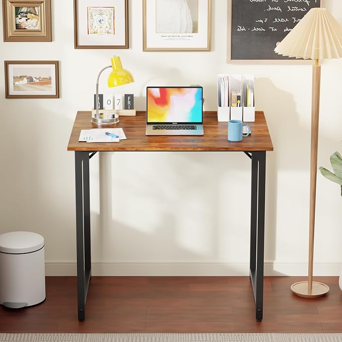 PayLessHere | 32 Inch Computer Desk | Vintage | Sturdy Office Desk | Metal Frame, Adjustable Feet | Water-Resistant, Scratchproof Surface | Writing Table for Home Office or Study | Pack of 1