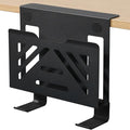 MAXECHO Desk Side Storage, Under Desk Laptop Mount, Table Side Hanging File Organizer, No Drill Clamp On Cable Management Tray, Laptop Holder with 2 Hooks for Office and Home, Load 22 Lbs