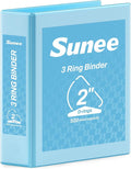 SUNEE 3 Ring Binder 2 Inch D Ring, Clear View Binder Three Ring PVC-Free (Fit 8.5x11 Inches) for School or Office Supplies, Sky Blue, 1 Pack