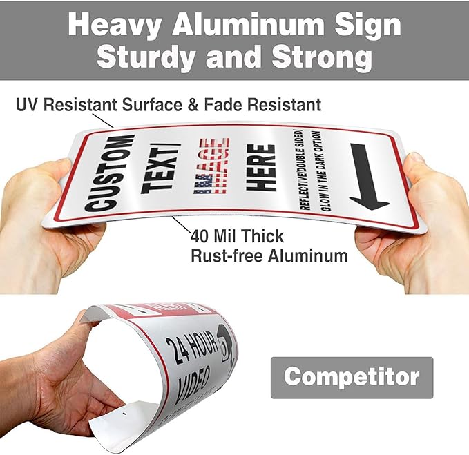 Custom Directional Arrow Sign Large, 24''x18'' Glow in the Dark/Reflective Option, Personalized Metal Address Plaque, Customize for Business Logo, Office, Home, Yard, Outdoor
