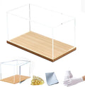 Thickened Clear Acrylic Display Case Box with Wood Base Transparent Protection Showcase Organizer Self-Assembly Dustproof for Collectibles Toys, 6x24x10in(Length x Width x Height)