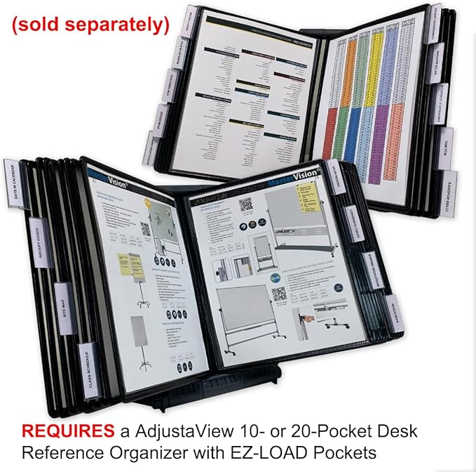Ultimate Office ADD-ON for AdjustaView EXPANDABLE Desk Organizers, BK Pkts | No Tools Required! Add 10 EZ-Load Color Pockets - (20 Additional Sheets) to Your AdjustaView EXPANDABLE Organizer at Anytime