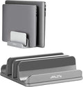 JARLINK 4-in-1 Adjustable Vertical Laptop Stand, Aluminum Holder, Grey | Space-Saving Aluminum Laptop Holder, Compatible with All MacBook, Surface, Chromebook, Phone, and Gaming Laptops.