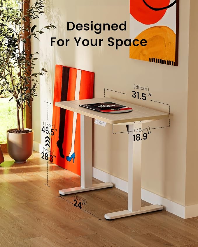 ErGear Height Adjustable Electric Standing Desk, 32 x 19 Inches Sit Stand up Desk, Memory Computer Home Office Desk, Natural