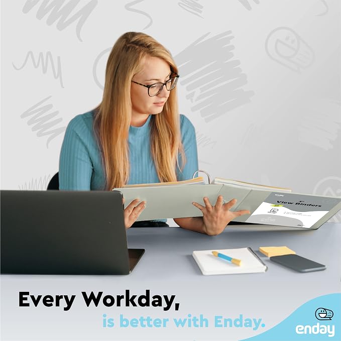 Enday 3 inch Binder (24 Pack - Grey) 3 Ring Binder 3 inch with Clear View Cover and 2 Inside Pocket - for Letter Size 8.5 x 11'' Paper, Ideal for School Supplies, Office, and Home