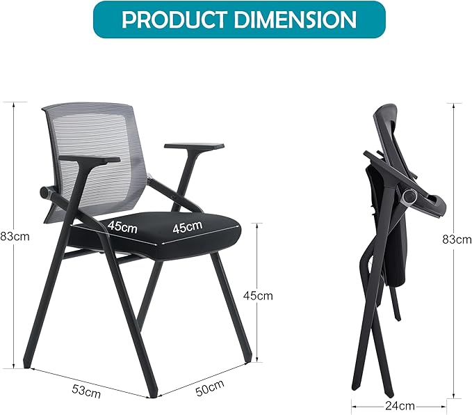 BLANEDUO Conference Room Chairs, Folding Office Desk Chair with Lumbar Support and Sliding Armrest, Stackable Office Guest Chairs & Reception Chairs 20 Pack with Wheels