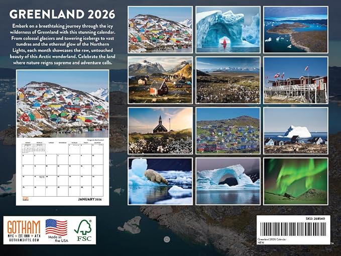 Greenland Calendar 2026 Monthly Wall Calender 12 Month Gifts | American Made In The USA