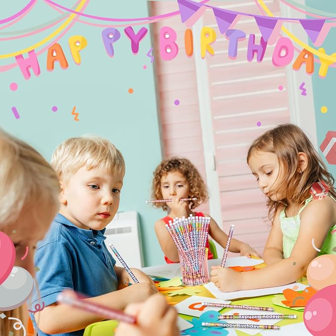 Happy Birthday Pencils Colorful Birthday Pencil for Students Birthday Pencil for Teacher Classroom Birthday Party Supplies, 6 Style (120)