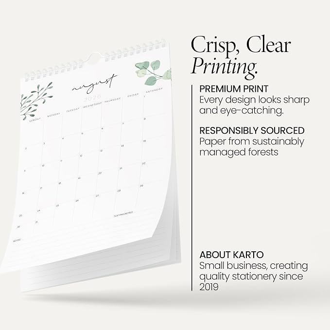 Karto Wall Calendar 2026 11x17 in - Greenery