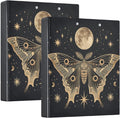 3 Ring Binder 1.5 in Recipe Binders 1 Pcs Moth Moon | Decorative Client Records with Clip 3 Clear Interior Pockets for 200 Sheets Letter-Size(11" x 8.5") Paper PVC Cover Folder