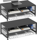 ECOLOVI 2-Tier Computer Monitor Stand Riser, Printer & Laptop Stand, Office Desk Accessories, Workspace Desk Organizer for Home Office Supplies, Black 2-Pack