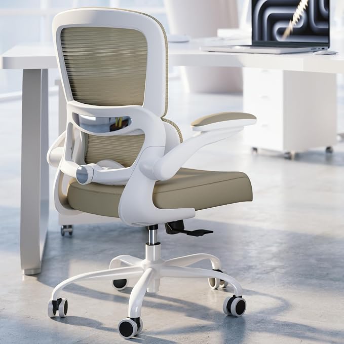 TRALT Office Chair - Ergonomic Desk Chair with Adjustable Lumbar Support, Mesh Computer Chair, Executive Chair for Home Office Comfortable Lumbar Support (1, Khaki)