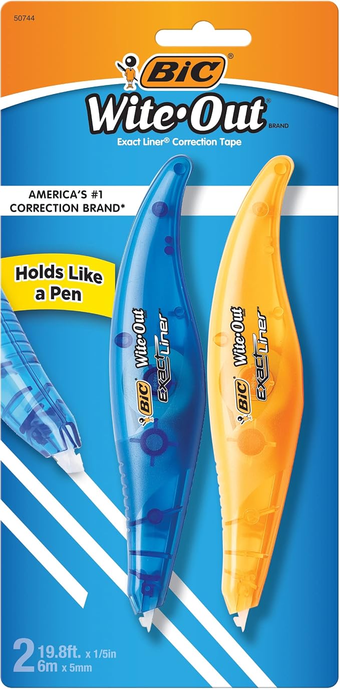 BIC Wite-Out Brand Exact Liner Correction Tape, 19.6 Feet, White, 2-Count