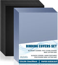 72PCS Binding Covers and Backs Set, 8.5 x11 Inch Clear Book Cover | 36Pcs 8mil Clear PVC Binding Cover, 36Pcs 12mil Black Poly Cover, Letter Size, Un-Punched, Square Corners, for Office