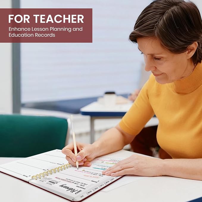 Taja Planner 2026-2027, Jul 2026-Jun 2027 Monthly & Weekly Calendar Book | 8.5" x 11", Hardcover Academic Calendar with Tabs, Teacher Student Agenda Book for School Office Supplies - Burgundy