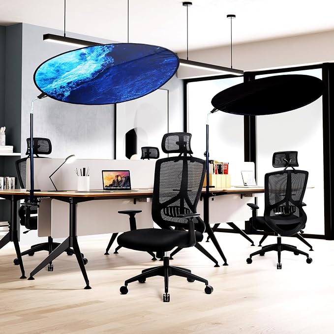 Office Cubicle Desk Shade Anti-Glare Cover Light Sensitive Professionals Cubicle Light Blocker for Workspaces Desk Canopy 36" Circular Shading Light Shade with Clamp