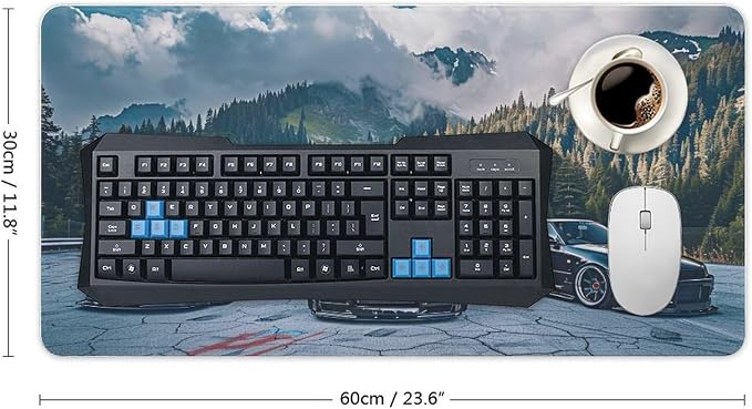 Car Large Mouse Pad Gaming R34 Sport Car Stance Mountain Landscape Desk Mat Big Mousepad Extended Keyboard Computer Pad Office Desk Organizers and Accessories 30x60cm, Style